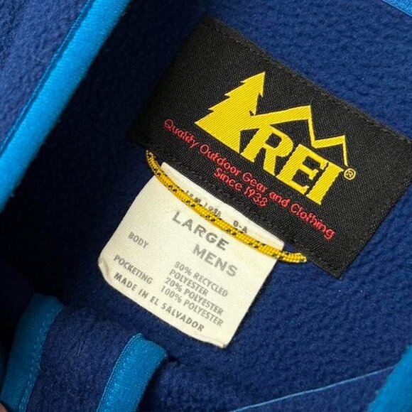Vintage REI Rare Half Zip Blue Fleece Utility Jacket Large - Picture 3 of 4